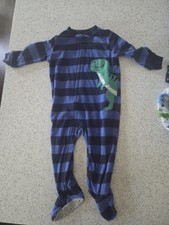 Carter's ToddlerStriped Dinosaur Fleece Footed Pajama Sleeper Size 18 Months