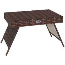Outsunny Foldable Outdoor Coffee Table, Steel Frame, Brown, Refurbished