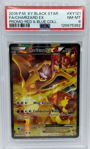Pokemon 2016 Charizard EX Full Art Holo Black Star Promo Card XY121 PSA 8