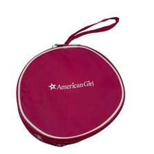 American Girl Doll Magenta Pink Star Pattern Round Accessory Travel Case Pouch