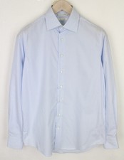 SUITSUPPLY Men's Formal Shirt 37/14 1/2 Slim Fit Blue Cotton Striped Button Up 