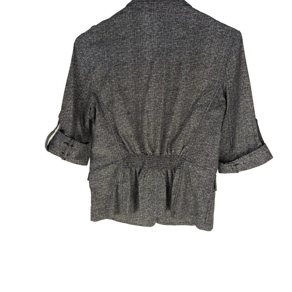 Chaqueta Blazer Express Negra Blanca Imitación Tweed Ligera con Pestaña Enrollable Talla 8 Foto 3 de 4