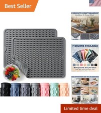 2 Pack Silicone Dish Drying Mat for Kitchen Counter Heat Resistant Under Sink...