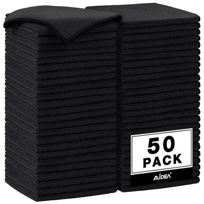 Microfiber Cleaning Cloth Black 50PK, Microfiber Towels for Cars, Premium Car...