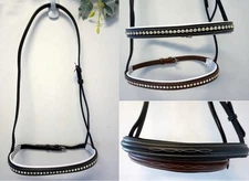 Cavesson Noseband For English Bridle FULL /COB Fancy Stitch/ Crystal Brown/Blak