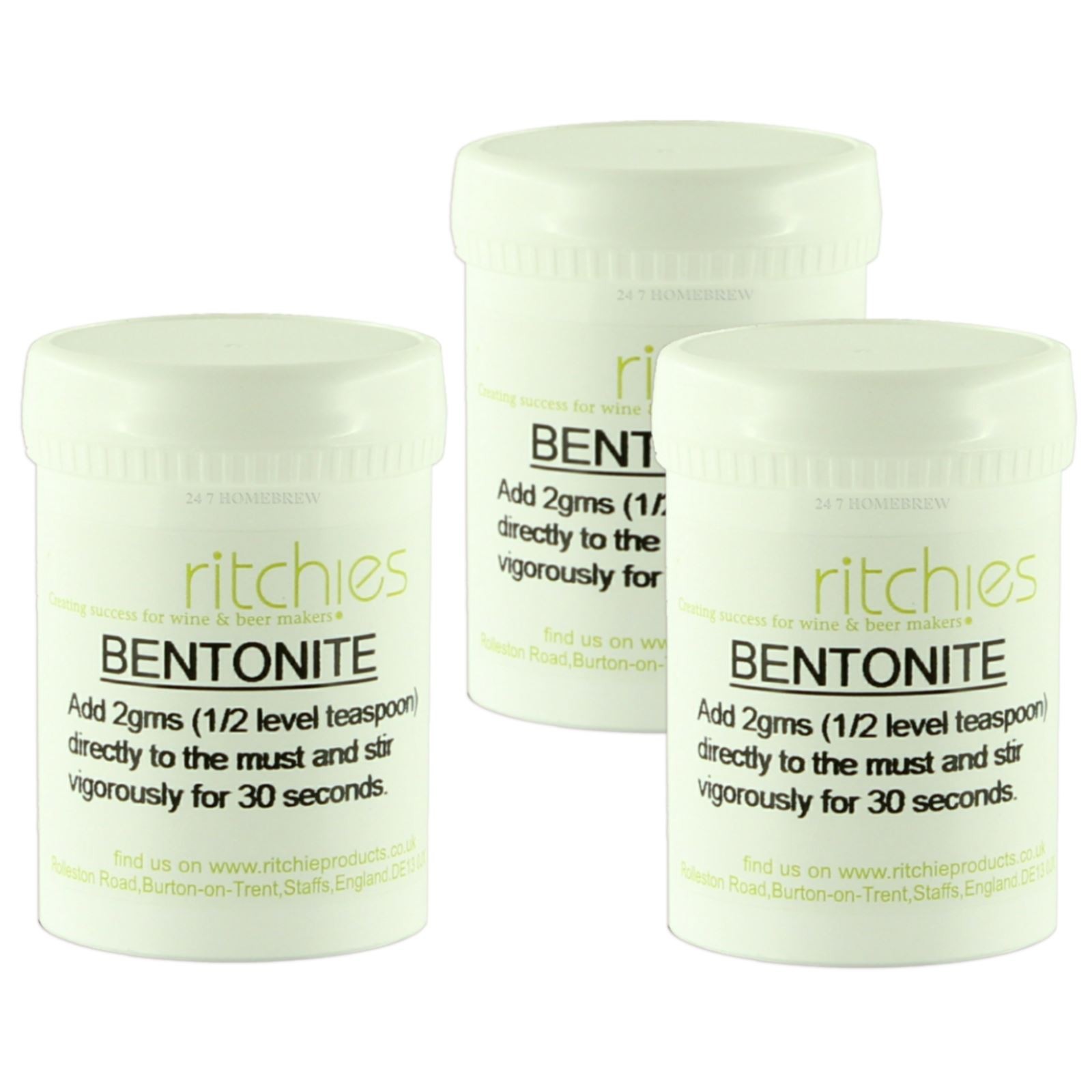 3x Ritchies Bentonite 100g fining agent removes pectin haze from wine