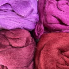 Purple MIX Wool Merino Top Roving Fiber Solid Colors Spinning Felting 4 x 4oz Ea