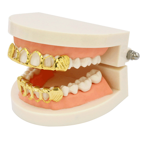Muster hohl Grillz schlicht oben unten Zähne Hip-Hop Grillz Blume - Bild 5 von 9