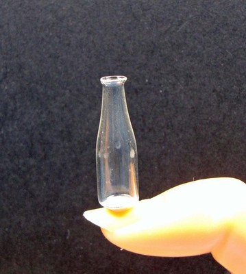 Tiny Dollhouse Soda/Wine Bottle clear glass, vintage stock, Royal 7/8''