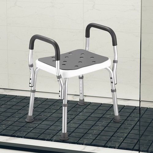 Sgabello da Doccia 6 Altezze Regolabili Sedia Bagno Antiscivolo Capacità 150 kg - Foto 4 di 11