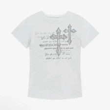 White Arcam Lace Cross Tee Shirt Size 1 New