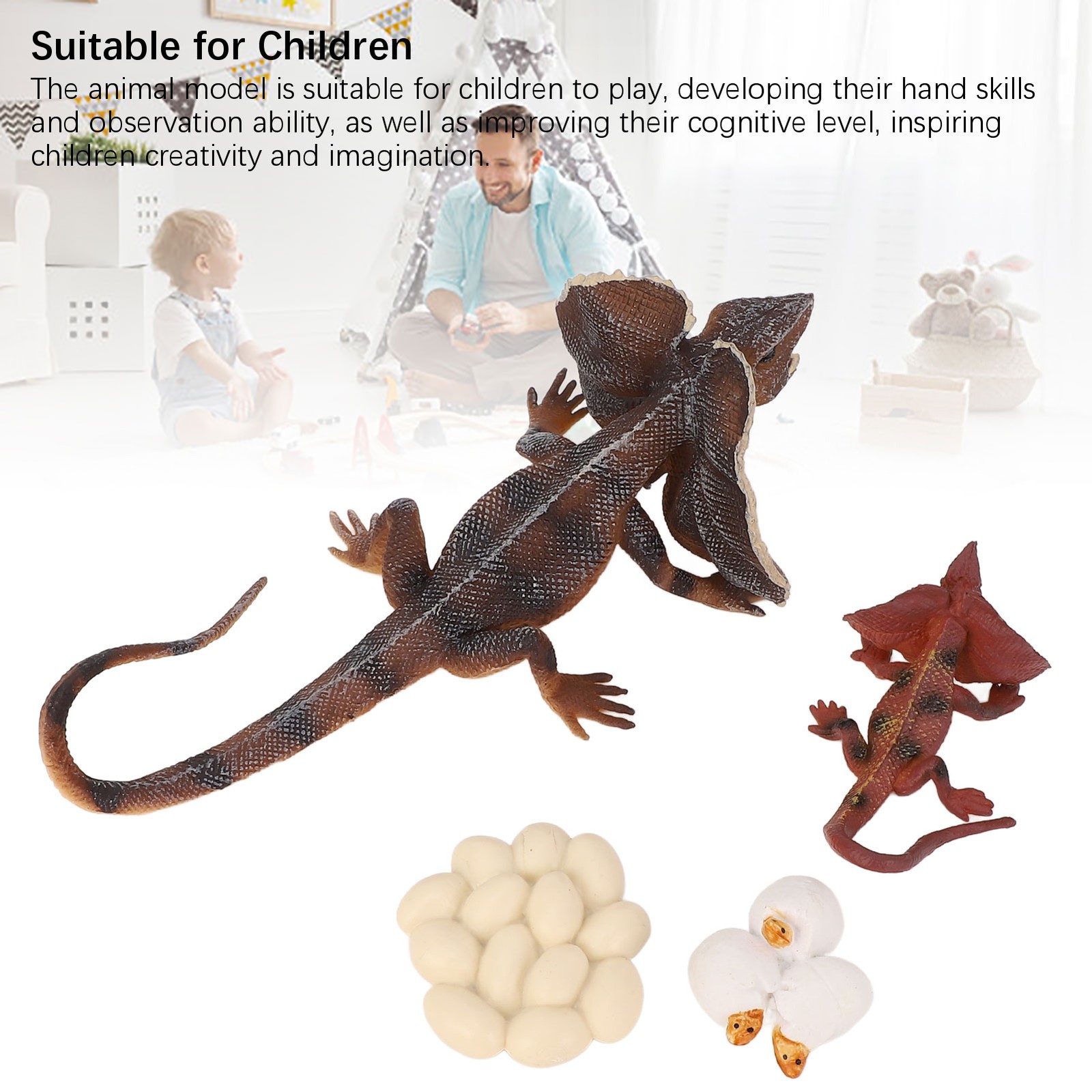 4pcs Frilled Lizard Growth Toy For Children Educational Tools Easy To Use