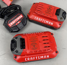 2 x CRAFTSMAN CMCB2011 Lithium-Ion V20 1.5 AH Batteries + Charger CMCB1104