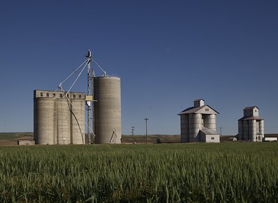 Photo:A variety of storage silos in a field near Prescott, Washington