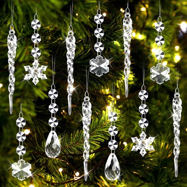 Christbaumschmuck 21 StüCk Schneeflocken Eiszapfen AnhäNger Acryl Deko-image