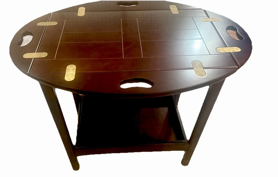 The Bombay Company Chippendale Mahogany Butler Table or Bar with Lower Shelf Vtg - Image 2 of 4