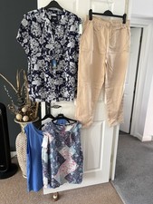 BNWT Women's Summer Bundle x 4 Blue/Beige Size 20 Chino Cotton Trousers 3 Tops 