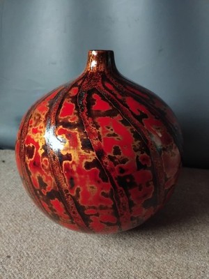 Vintage Mid Century Kunst Bulbnous Form Retro Tropfglasierte Glas Vase