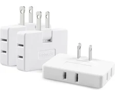 3 Pack AC Flat Wall Outlet Extender Plug Adapter Outlet, 3 Piece, White 