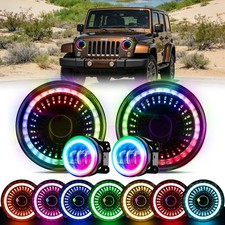 For Jeep Wrangler Jk Jku 07-17 Combo 7 Rgb Starry Led Headlights4 Fog Lights