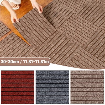 1-100X Self Adhesive Carpet Floor Tiles 30x30cm Peel & Stick DIY Flooring Rugs