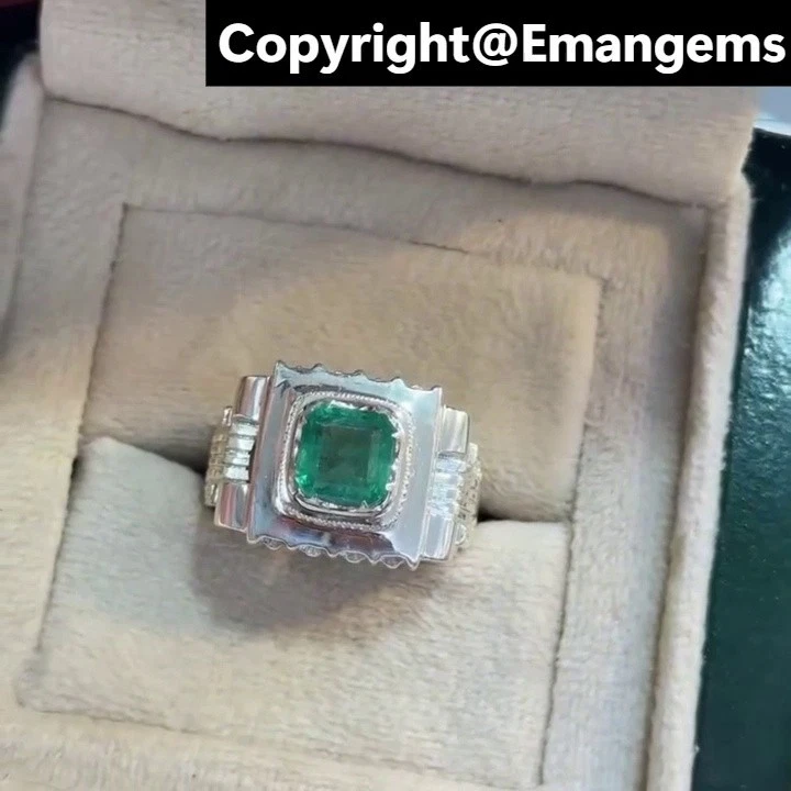 Anillo Esmeralda Zambia Original Regalo Navidad en Plata de Ley 925 - Esmeralda de Navidad Foto 3 de 4