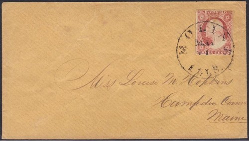 USA 1850er 3¢ ORANGE BRAUN IMPERF TYP II GEBUNDEN MOLINE ILLS TO MAINE