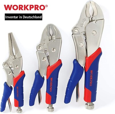 WORKPRO Gripzangen-Set mit Handgriff, selbsthemmend,255mm 180mm 165mm 3-tlg.