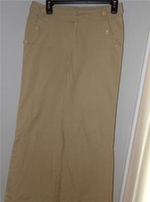lilly pulitzer khaki beige cotton side pockets w/buttons front zip pants size 2