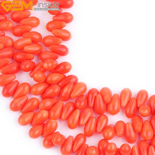 Dyed Color Teardrop Top Drilled Coral Loose Beads For Jewelry Craft Making 15" - Picture 24 of 37