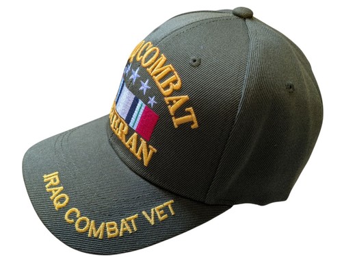 US Military Iraq Combat Veteran Ribbon Shadow Olive Baseball Cap Hat - 第 2/4 張圖片
