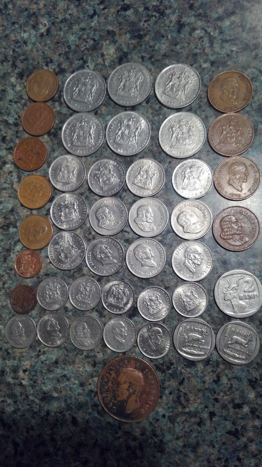 Lot of 43 South Africa Free Shipping Cheap Bargain Gift dated Coins Mostly Genuine 1960s-1990s
