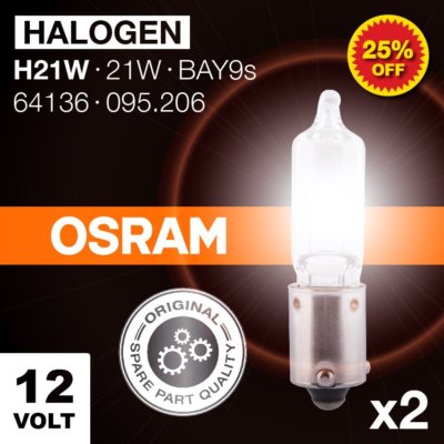 2x OSRAM H21W Standlicht 12V 3200K BAY9s KFZ AUTOLAMPEN Glühlampe Blinkleuchte