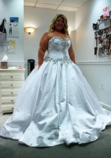 Custom Beaded Bridal Gown Crystal A Line Wedding Dress Plus Size 16 18 20 22 24