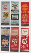 Vintage Gas & Oil Matchbooks Lot Of 6  Shell, Sunoco, Texaco, Sinclair