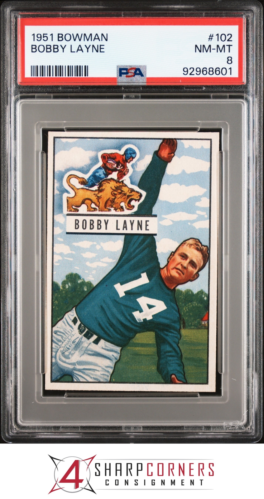 1951 BOWMAN #102 BOBBY LAYNE LIONS HOF PSA 8 F4238768-601