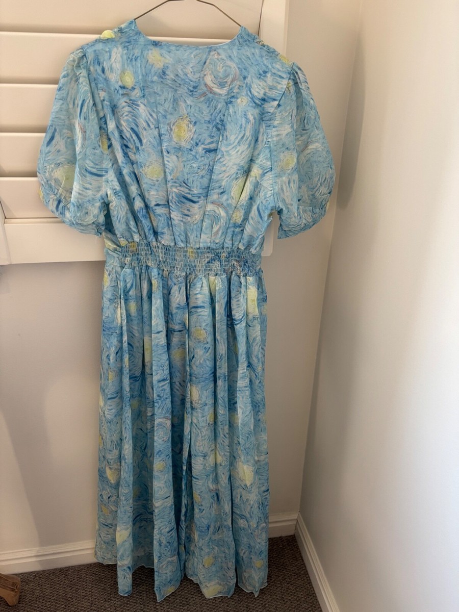 Gorgeous blue flowy dress, Van Gogh Starry Night print, size M (New) | eBay Gorgeous blue flowy dress, Van Gogh Starry Night print, size M (New) | eBay