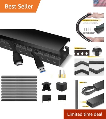 Paintable Cable Management Duct with 138 Cable Capacity - Stylish Black Design