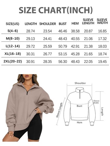 Womens Oversized Sweatshirts Fall Fashion Hoodies Half Zip Pullover Long Slee... - Picture 2 of 6