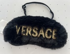 Versace Black Fluffy Sequin Embellished Sleep Fashion Eye Mask Plush One Size