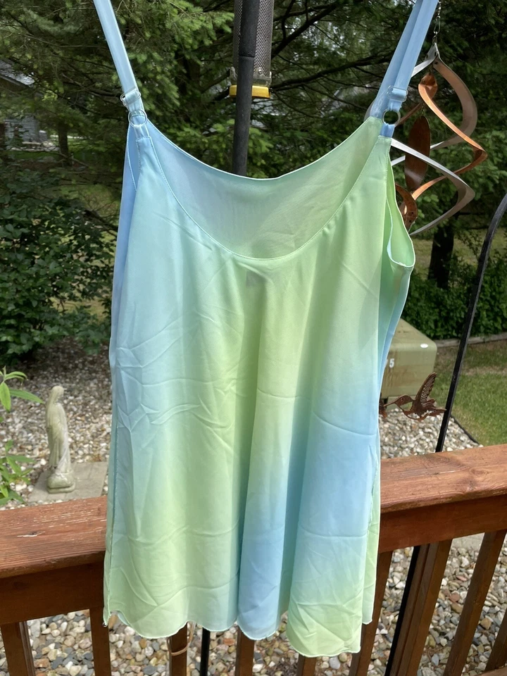 De colección M.T. Pantalón Corto Morgan Taylor Intimates Verde Azul Grande Años 80 Transparente Foto 2 de 4