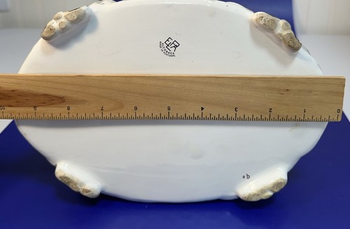 VINTAGE ELPA ALCOBACA #2505 Porcelain Footed Bowl With Lid Cherubs Playing READ - Picture 19 of 21
