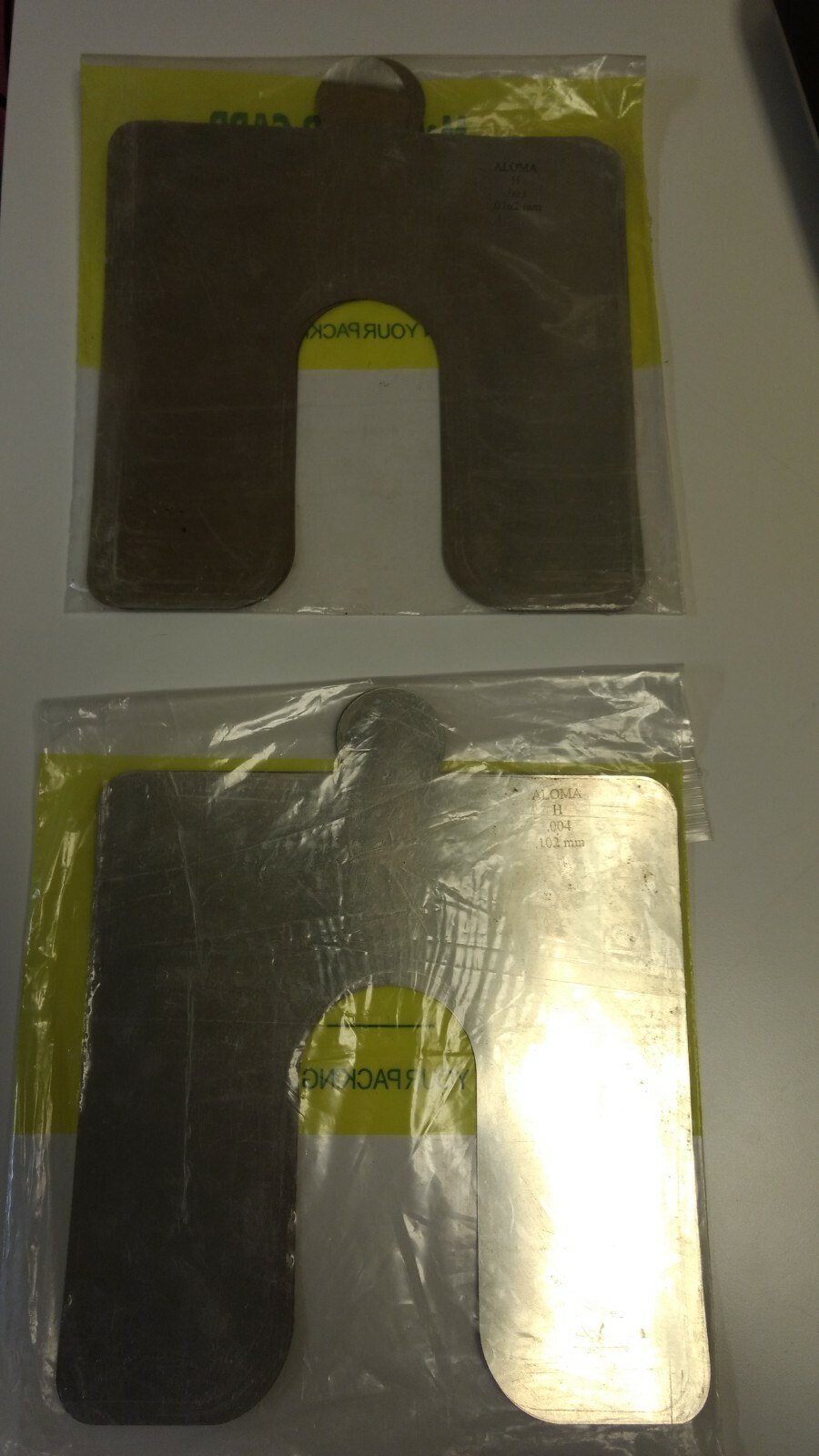 ALOMA (McMaster Carr) 8"x8" Shim Stock 0.003" Thick and 0.004" Thick