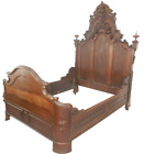 90" high Heavily Carved Walnut Victorian Full Bed Renaissance Carvings