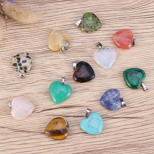 10pcs DIY Heart Shape Crystal Pendants for Handmade Jewelry Making