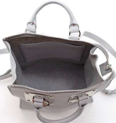 Sophie Hulme leather backpack gray silver hardware rucksack Sophie Hulme Light Grey Leather Backpack 9x9x4.5 inches main image 3