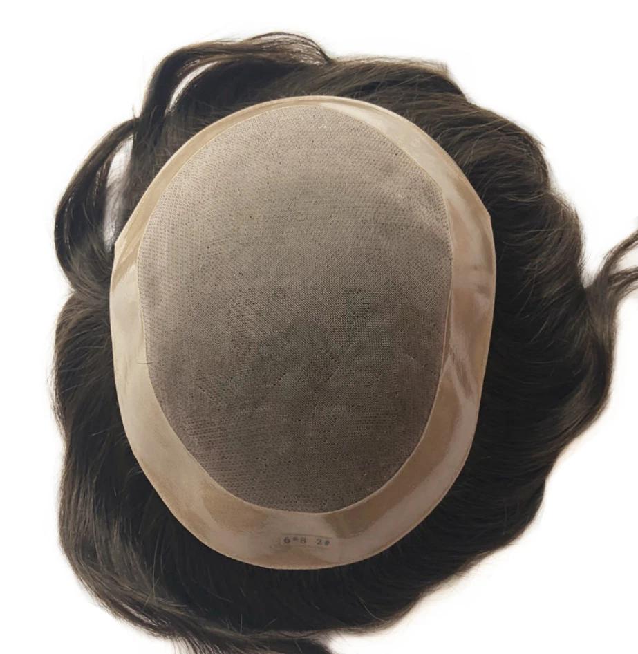 Sistema de reemplazo de cabello humano duradero para hombre Pieza para el cabello fino mono poli piel toupee Foto 2 de 4