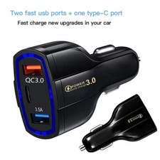 Fast Car Charger 3 Port USB + TYPE C Universal LED Socket Adapter For All Phones