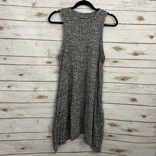 Anthropologie Maeve Gray Ribbed Trapeze Swing Tank Emerson Dress Size Small
