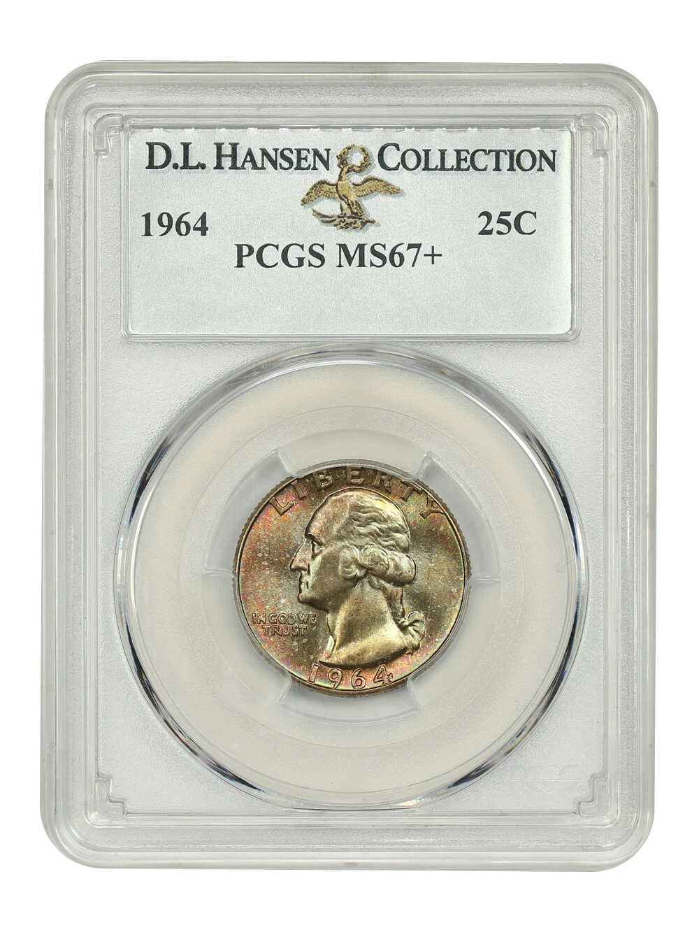 1964 25C PCGS MS67+ ex: D.L. Hansen - Washington Quarter